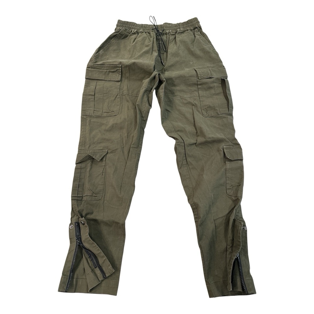 Richie Le Collection Nylon Green Cargo Pants Size XL D-String Waist/Zip Ankles
